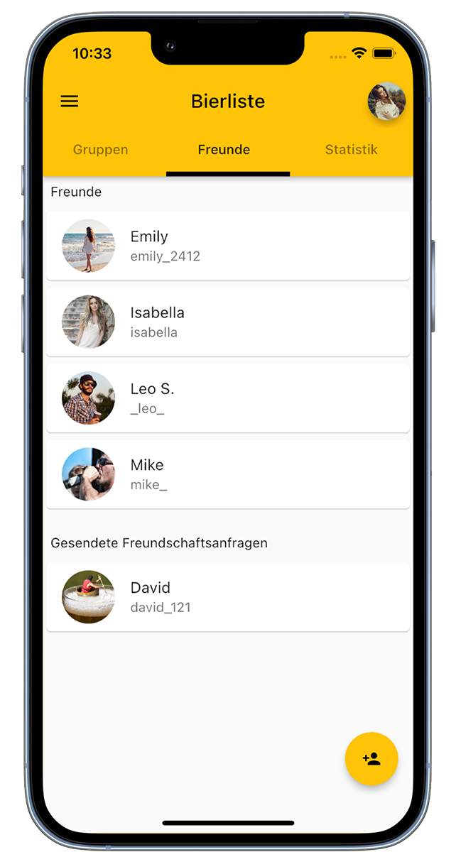 Freunde Getränkeliste App