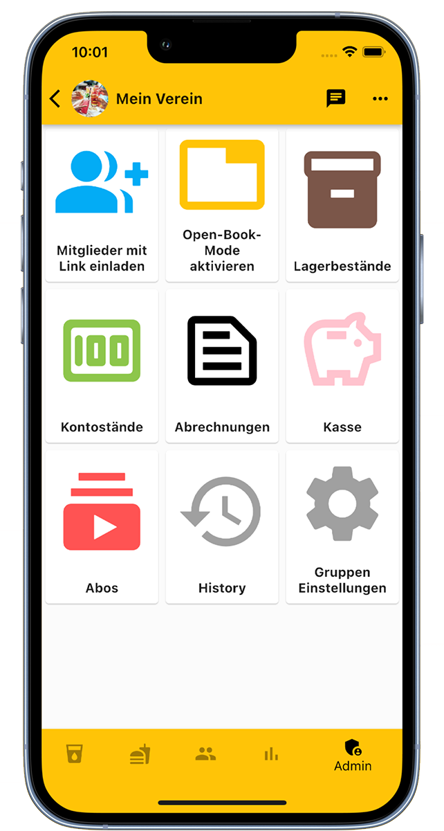 Adminbereich Getränkewart App