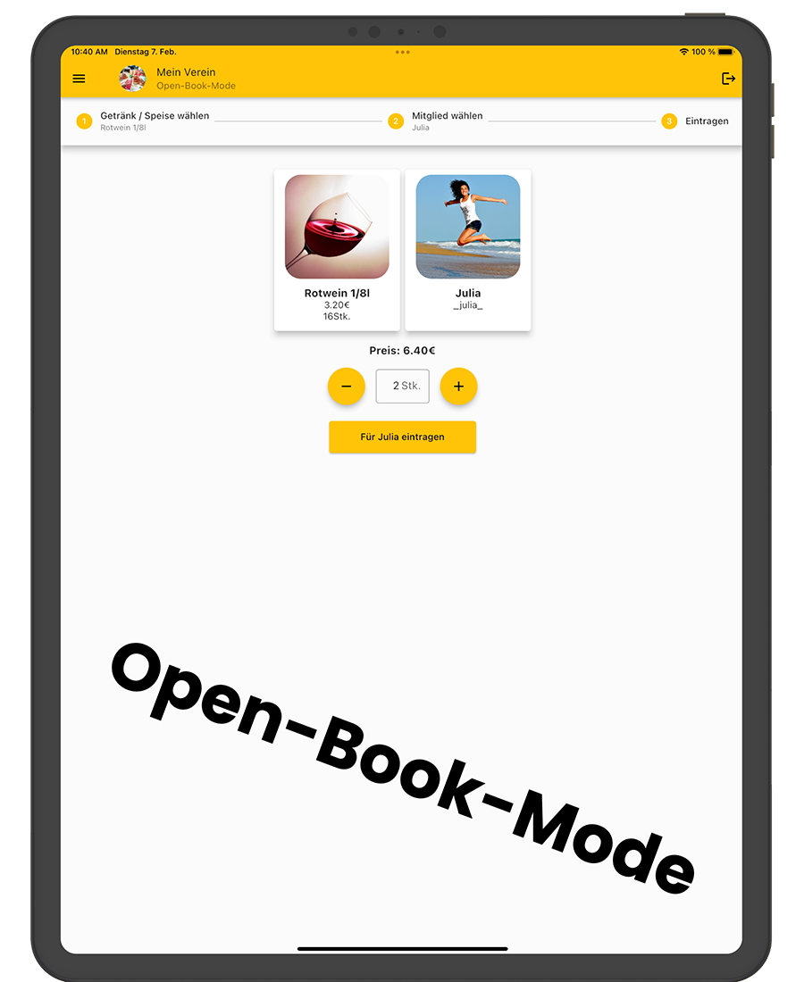 Getränkewart App Open-Book-Mode buchen