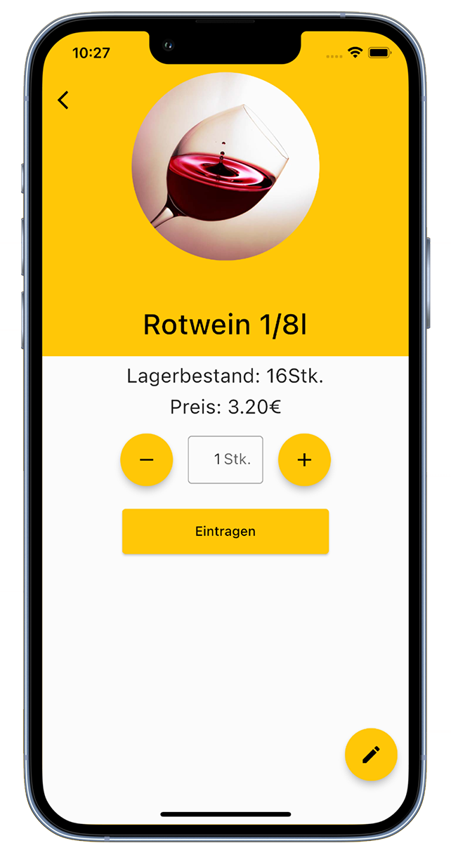 Getränk buchen Kaffeekasse App