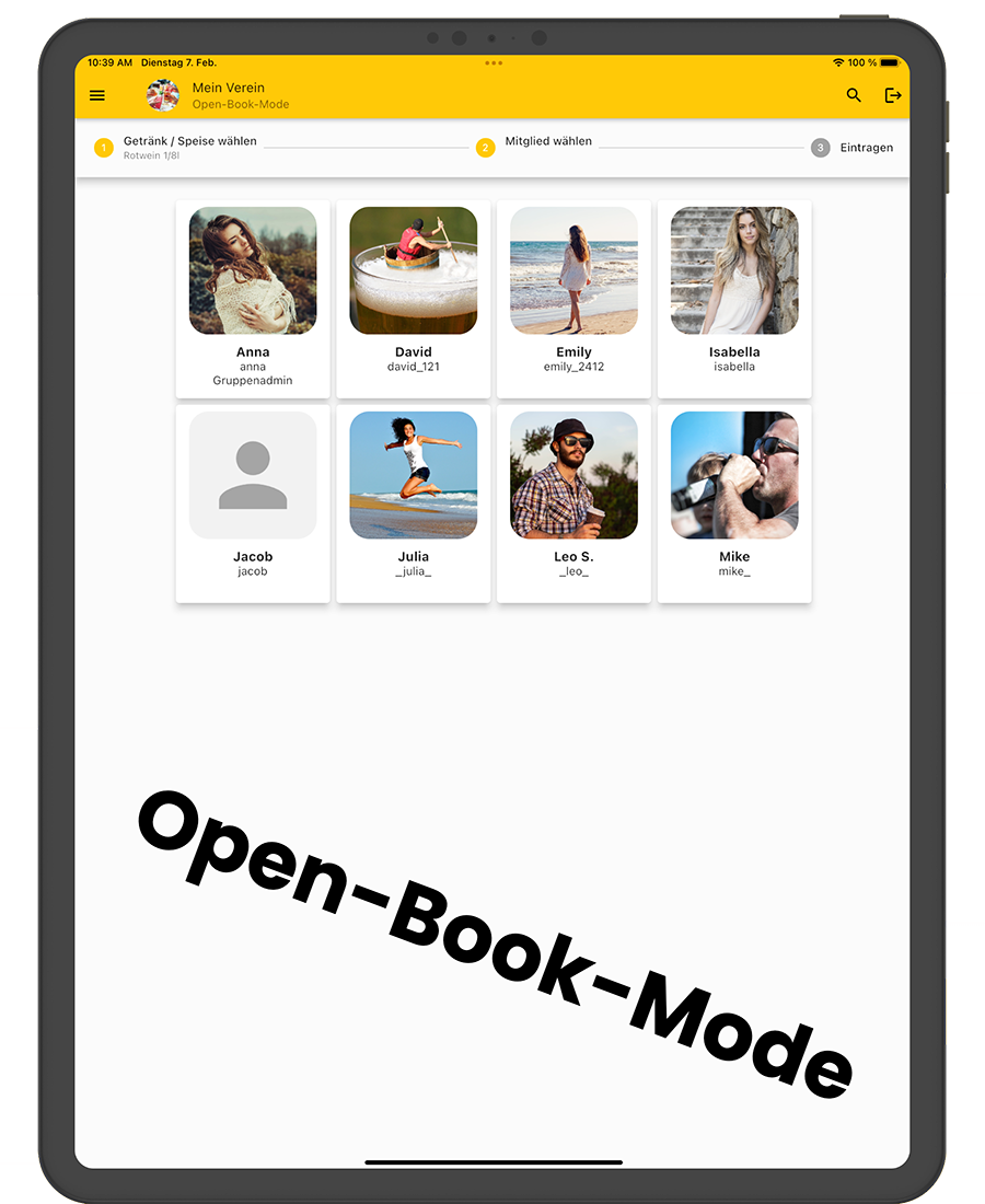 Vereins-App Open-Book-Mode Mitglieder