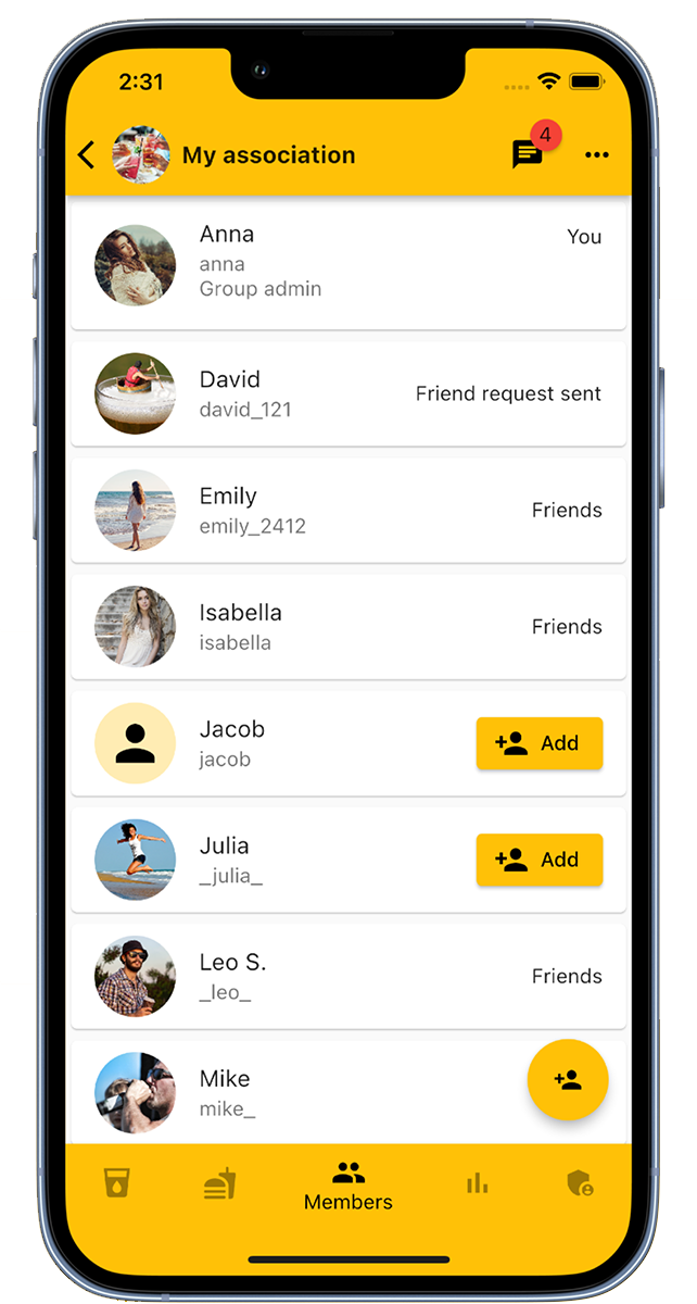 App članovi brojača pića